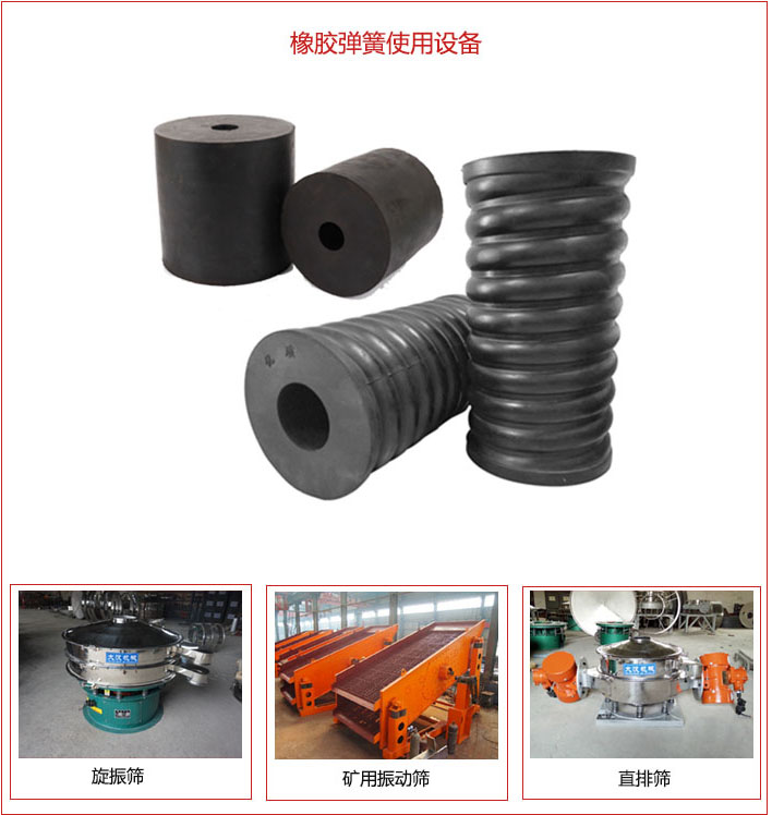 橡膠彈簧適用設備：旋振篩，礦用振動篩，直排篩等